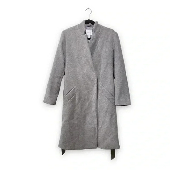 Daily Ritual Wool Blend Grey Belted Winter Fall Coat Size 6 - Picture 7 of 12